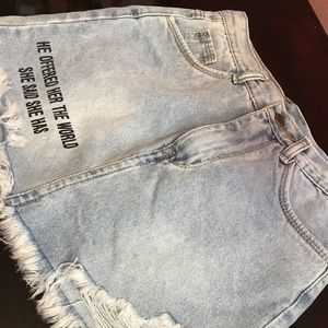 Distressed Denim Skirt (shorts inside)